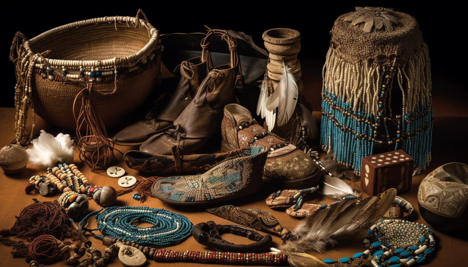 Ornate handmade beadwork necklace complements traditional African garment generated by artificial intelligence